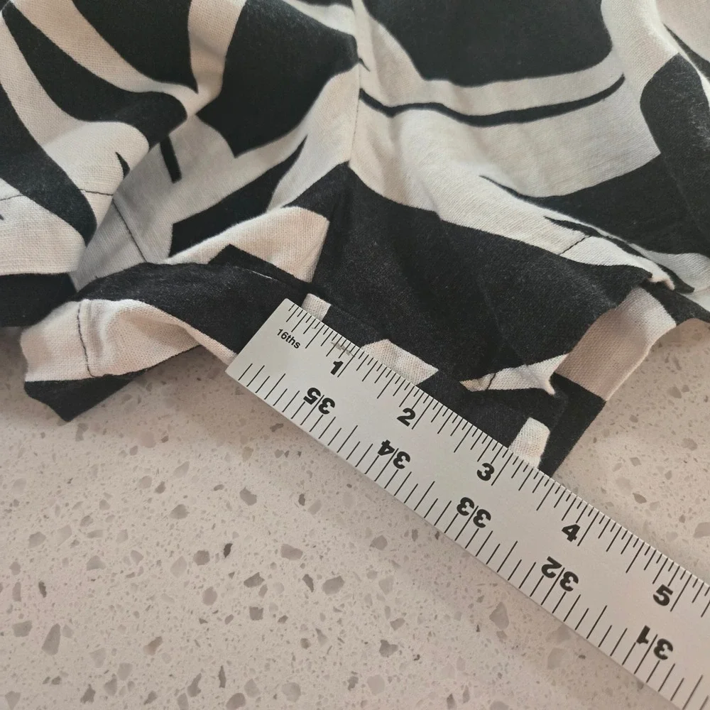 Forcynthia‎ Shorts Womens XL Linen Black White Print Smocked Waist Pockets